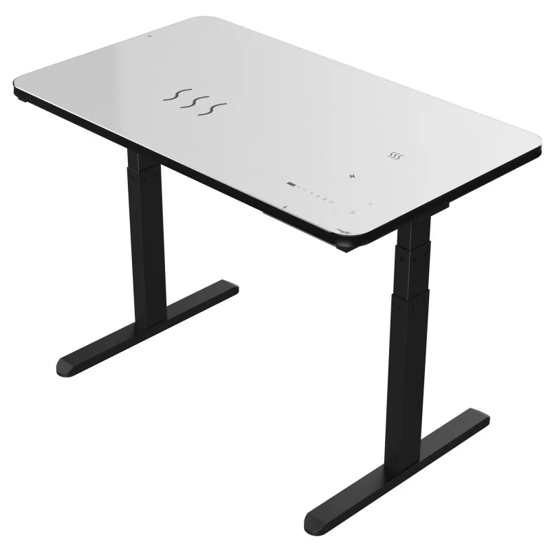 အနက်ရောင်ဖန်ဘုတ်နှစ်ခု dual-mooter လျှပ်စစ်ဓာတ်လှေကားစားပွဲ