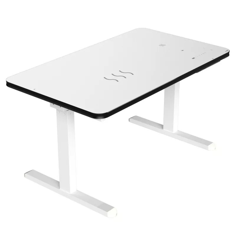 White Glass ဘုတ်အဖွဲ့ Dual Moot Dual Moon Electric Lifting စားပွဲ