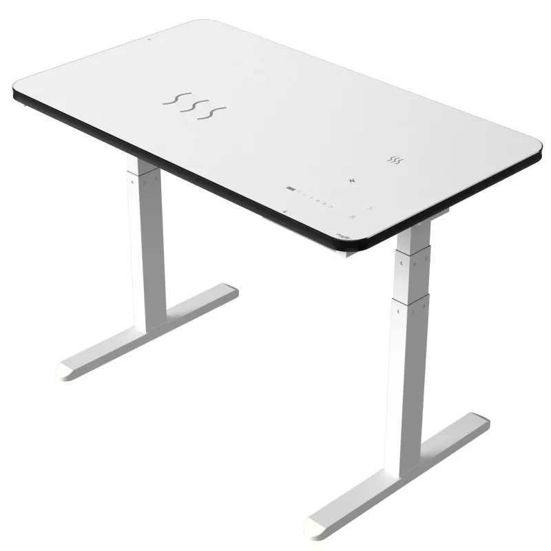 White Glass ဘုတ်အဖွဲ့ Dual Moot Dual Moon Electric Lifting စားပွဲ