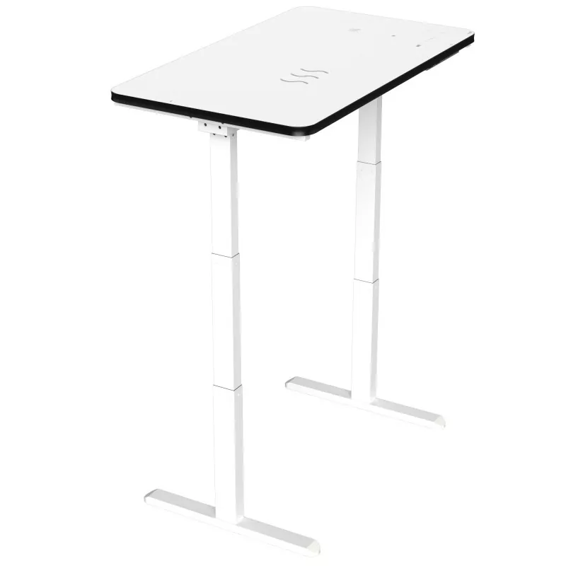 White Glass ဘုတ်အဖွဲ့ Dual Moot Dual Moon Electric Lifting စားပွဲ